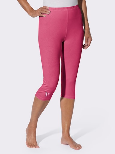 Caprileggings mit silberfarbenem Folien-Print - fuchsia + schwarz