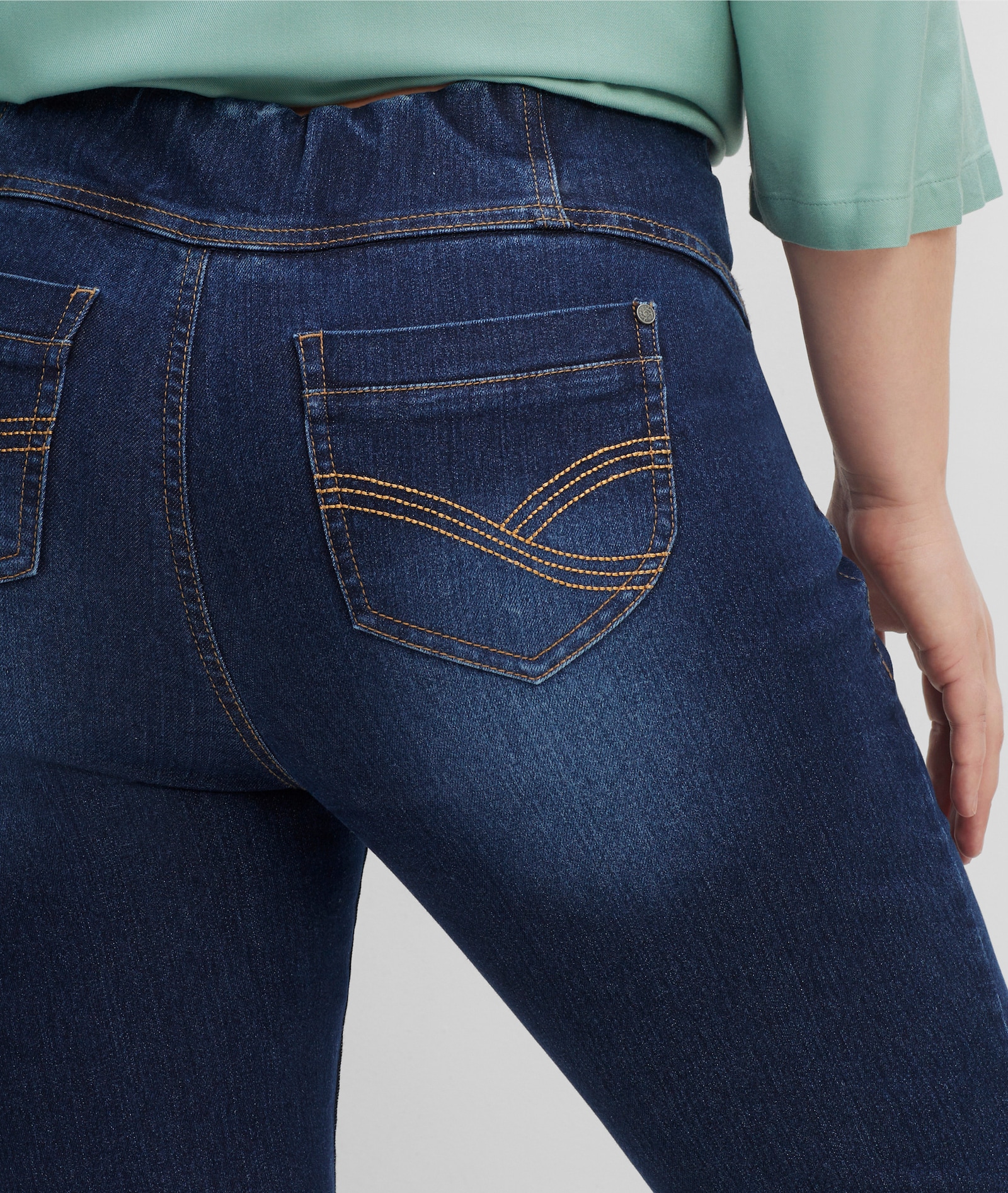 sheego Jeggings mit breitem Gummibund - dark blue denim