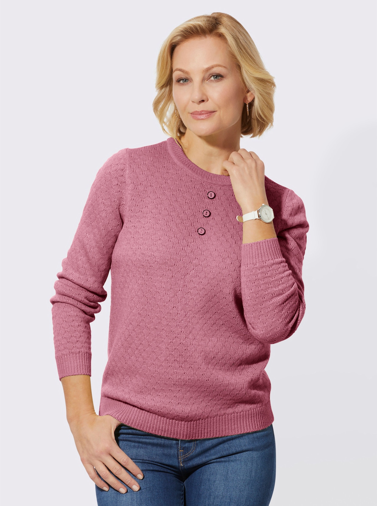 Gebreide pullover - oudroze