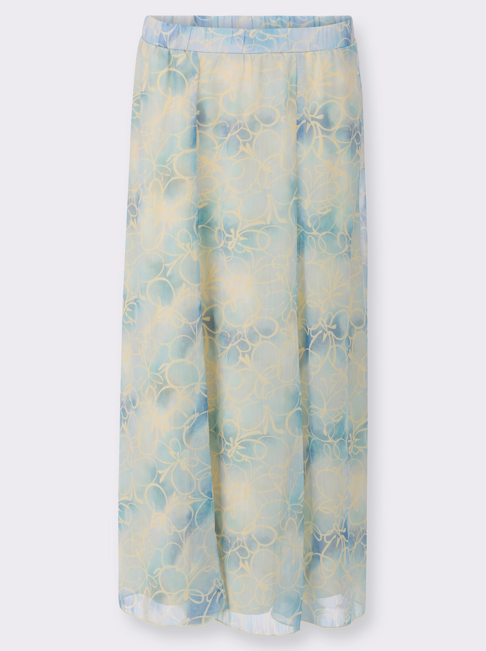 Bahnenrock im Grafik-Dessin - eisblau-vanille-bedruckt