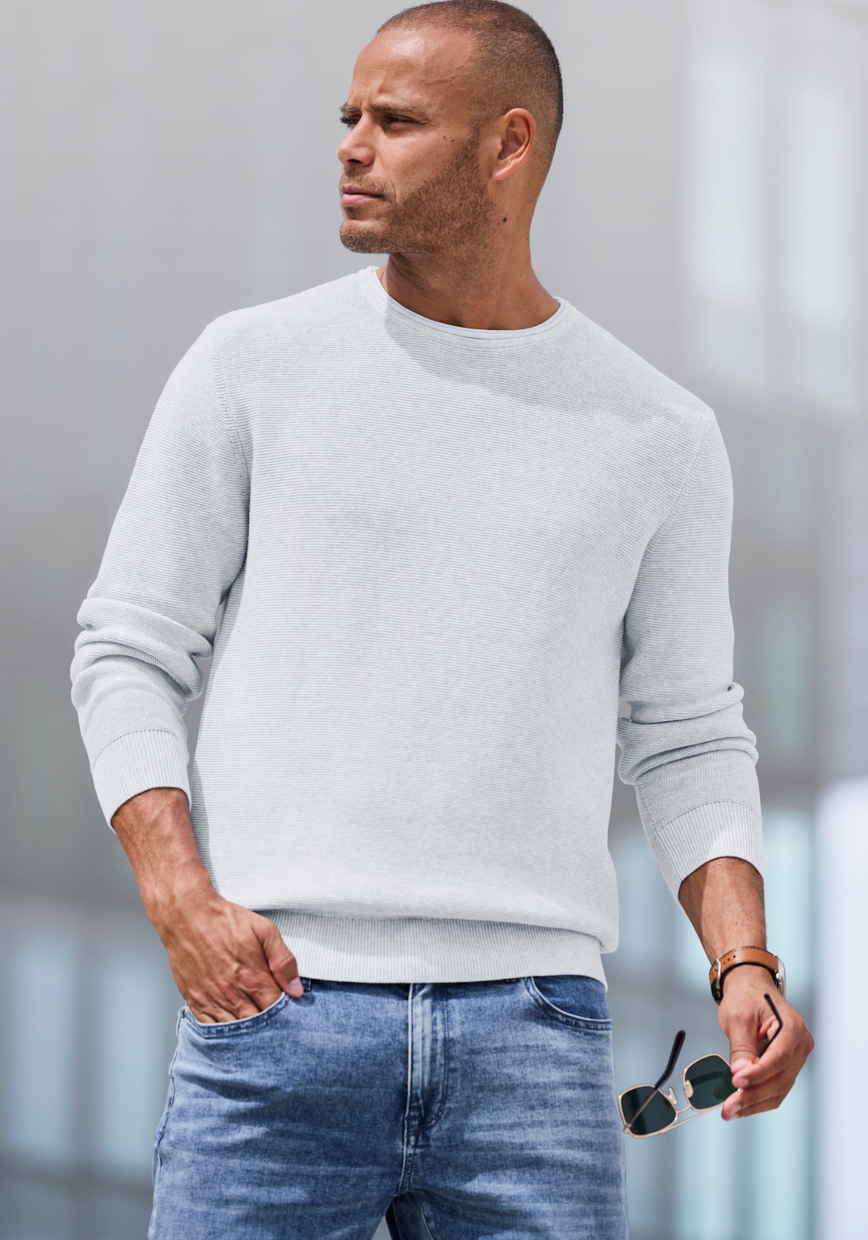 AUTHENTIC LE JOGGER Strickpullover - hellgrau-meliert