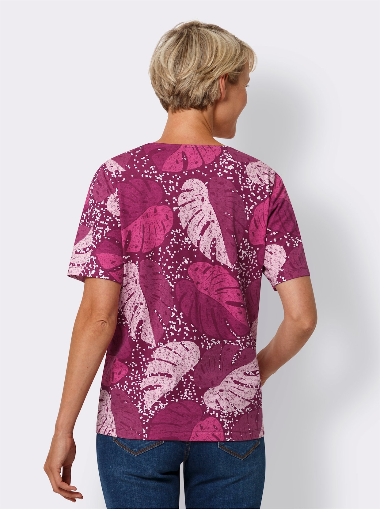 Shirt met korte mouwen - mauve/wit bedrukt