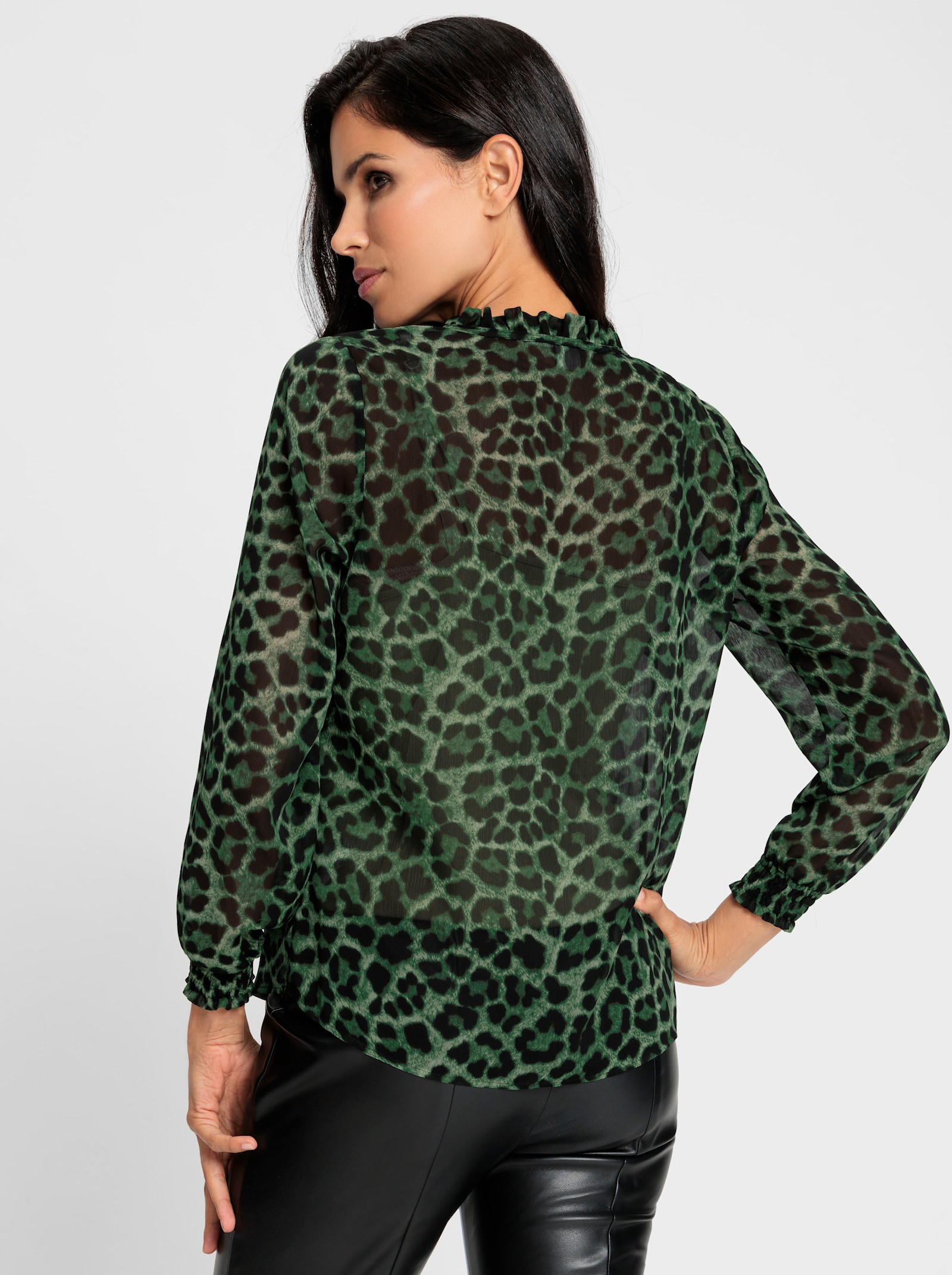 heine Druckbluse im Animal-Dessin - schwarz-oliv-bedruckt