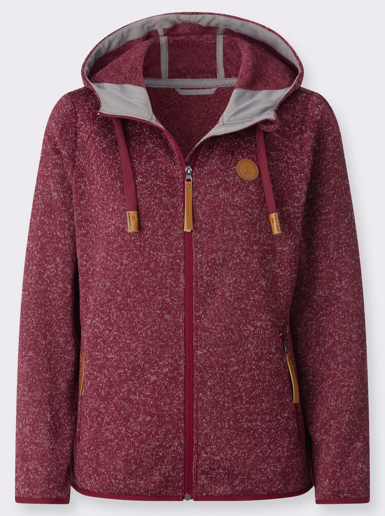 Fleecejacke in Melange-Optik - bordeaux-meliert
