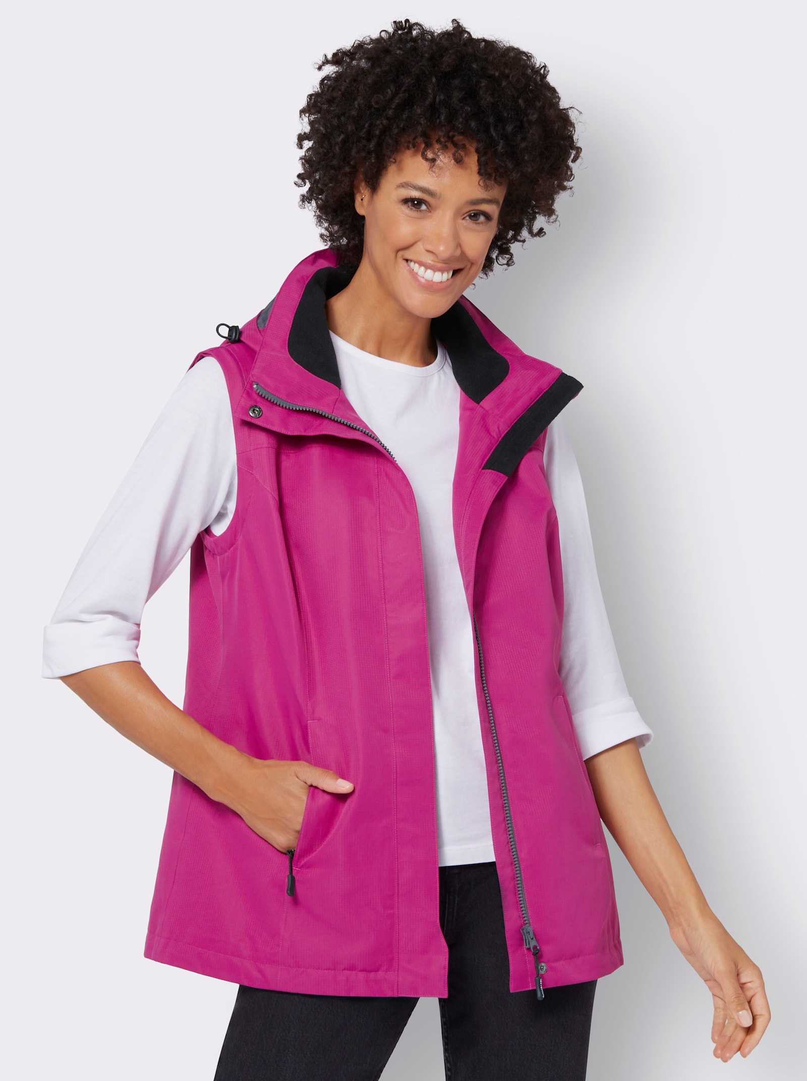 2-in-1-Jacke in Microfaser-Qualität - magenta