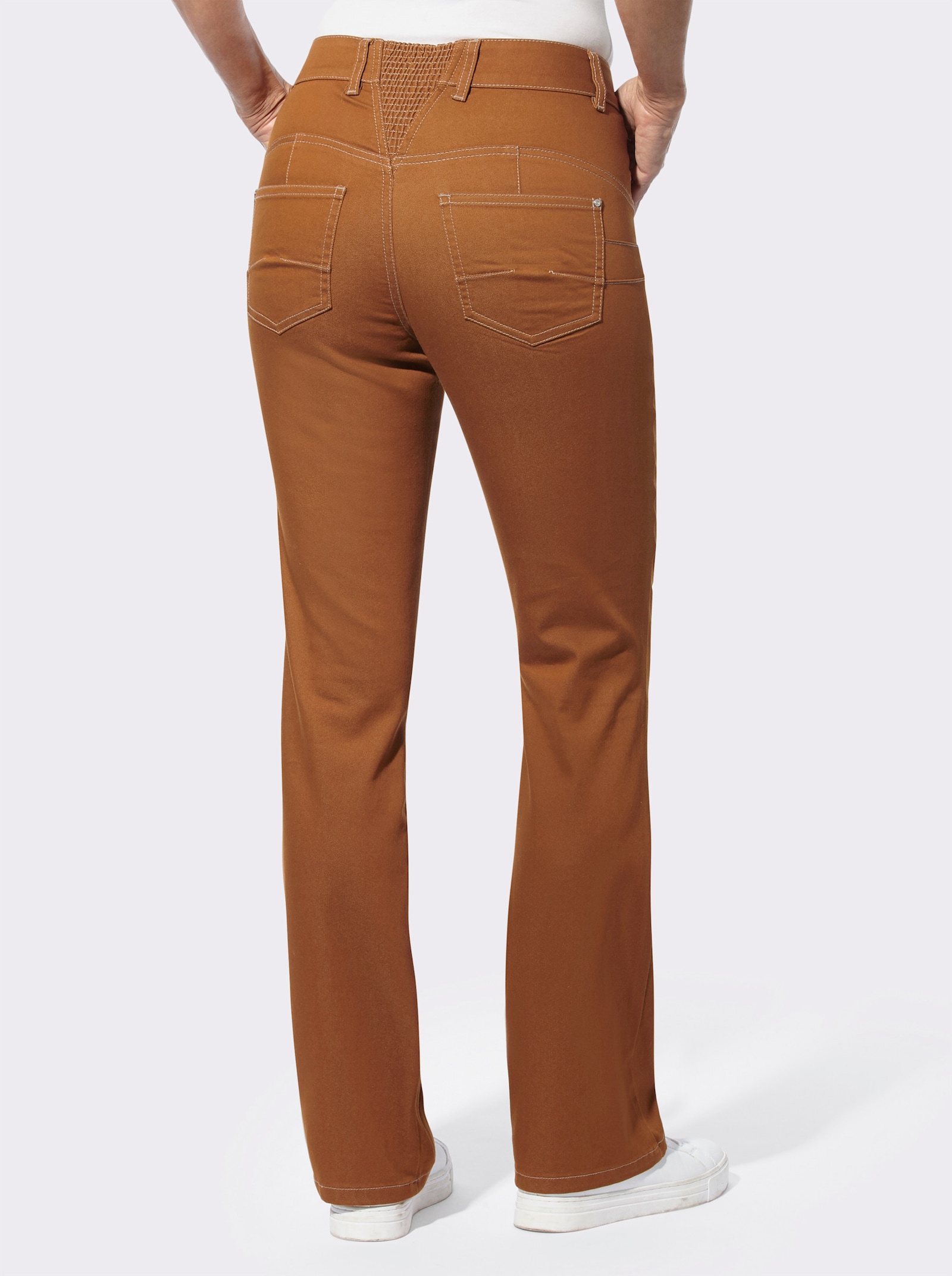 Bootcut jeans met push-up-effect - cognac/denim