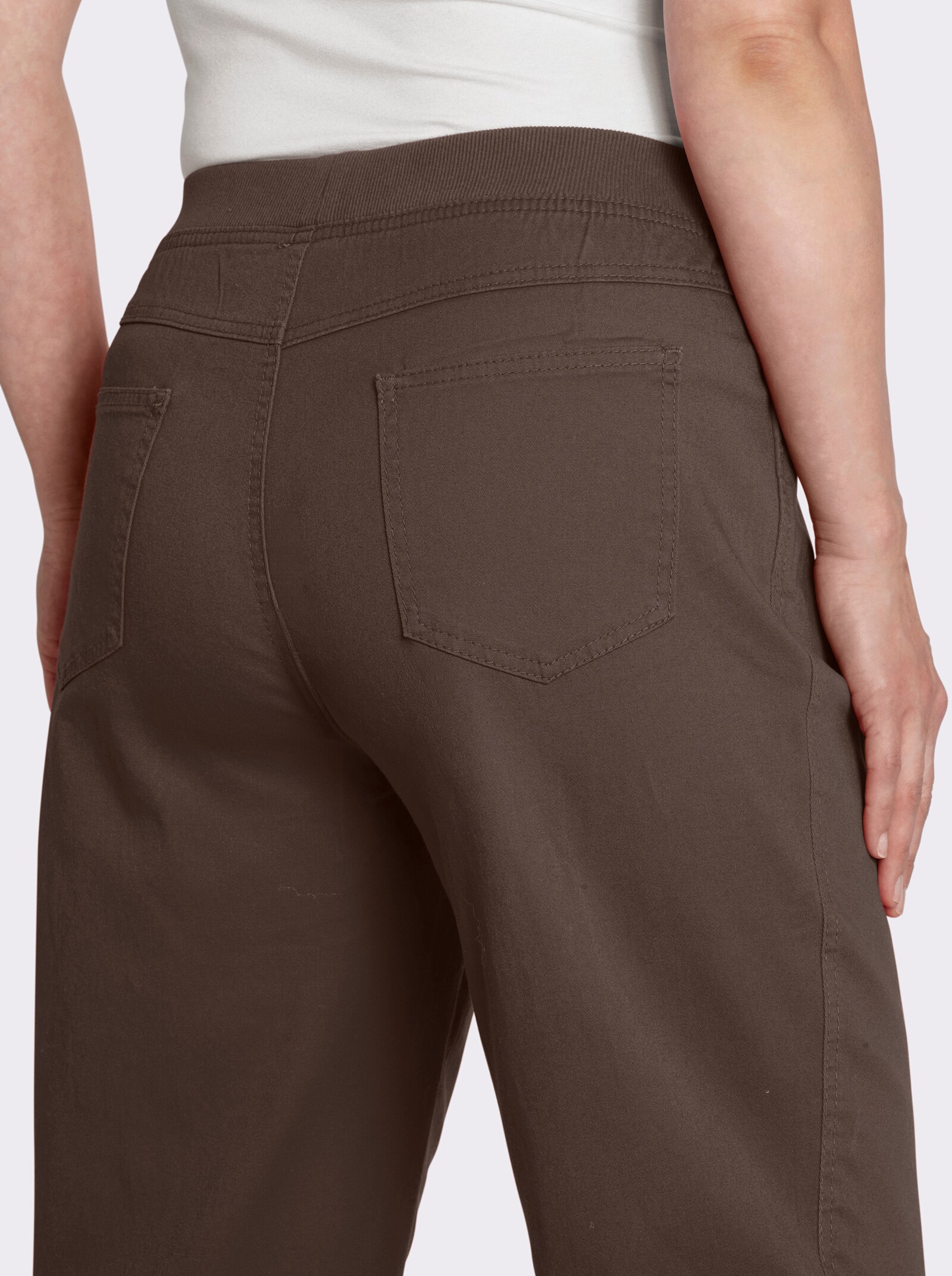 Stretch-Jeans mit Rundum-Dehnbund - taupe