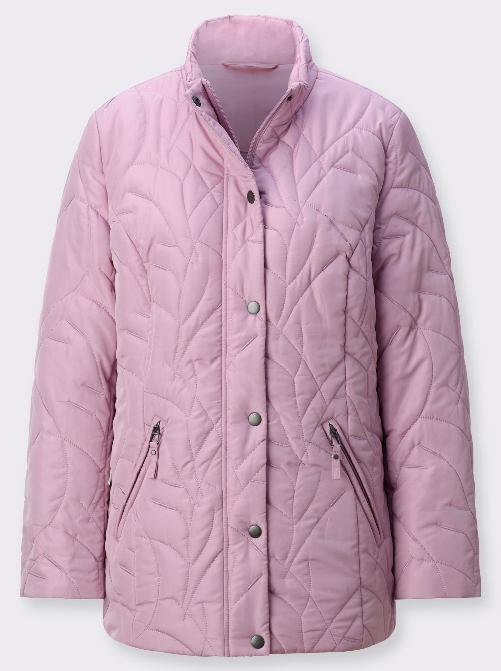 Gewatteerde jas met opstaande kraag - mauve