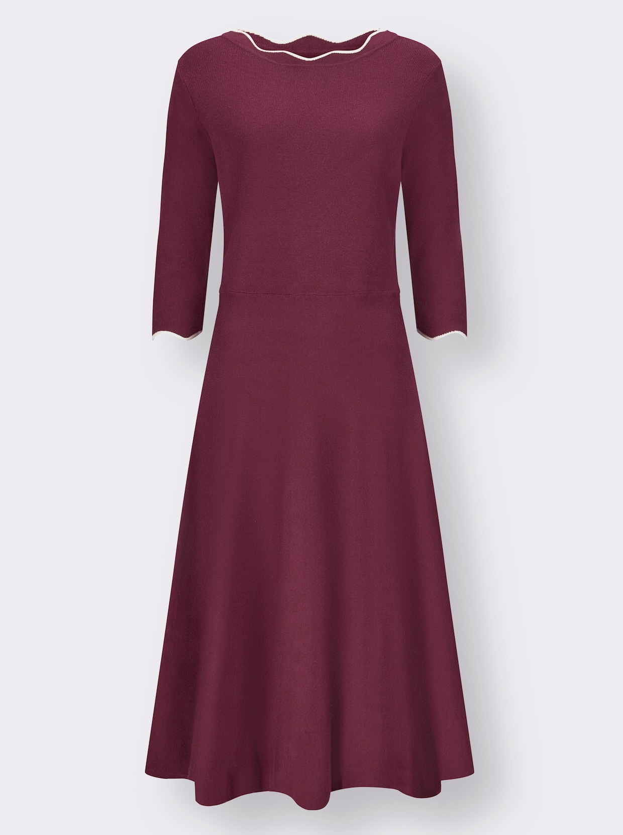 Strickkleid - bordeaux-champagner-gemustert