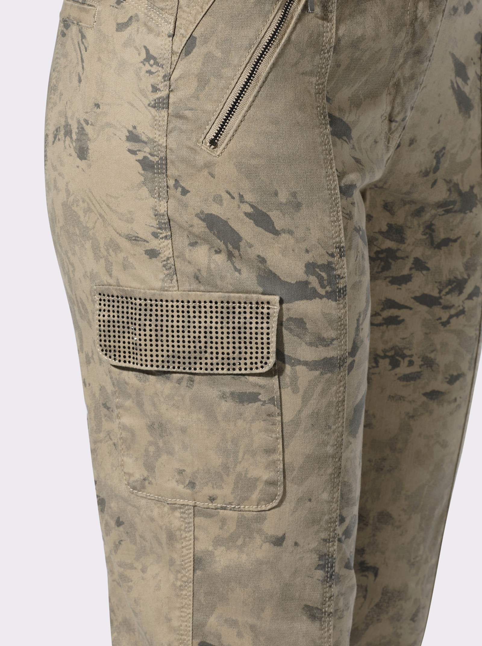 heine Cargohose mit Glitzer-Details - sesam-anthrazit-bedruckt