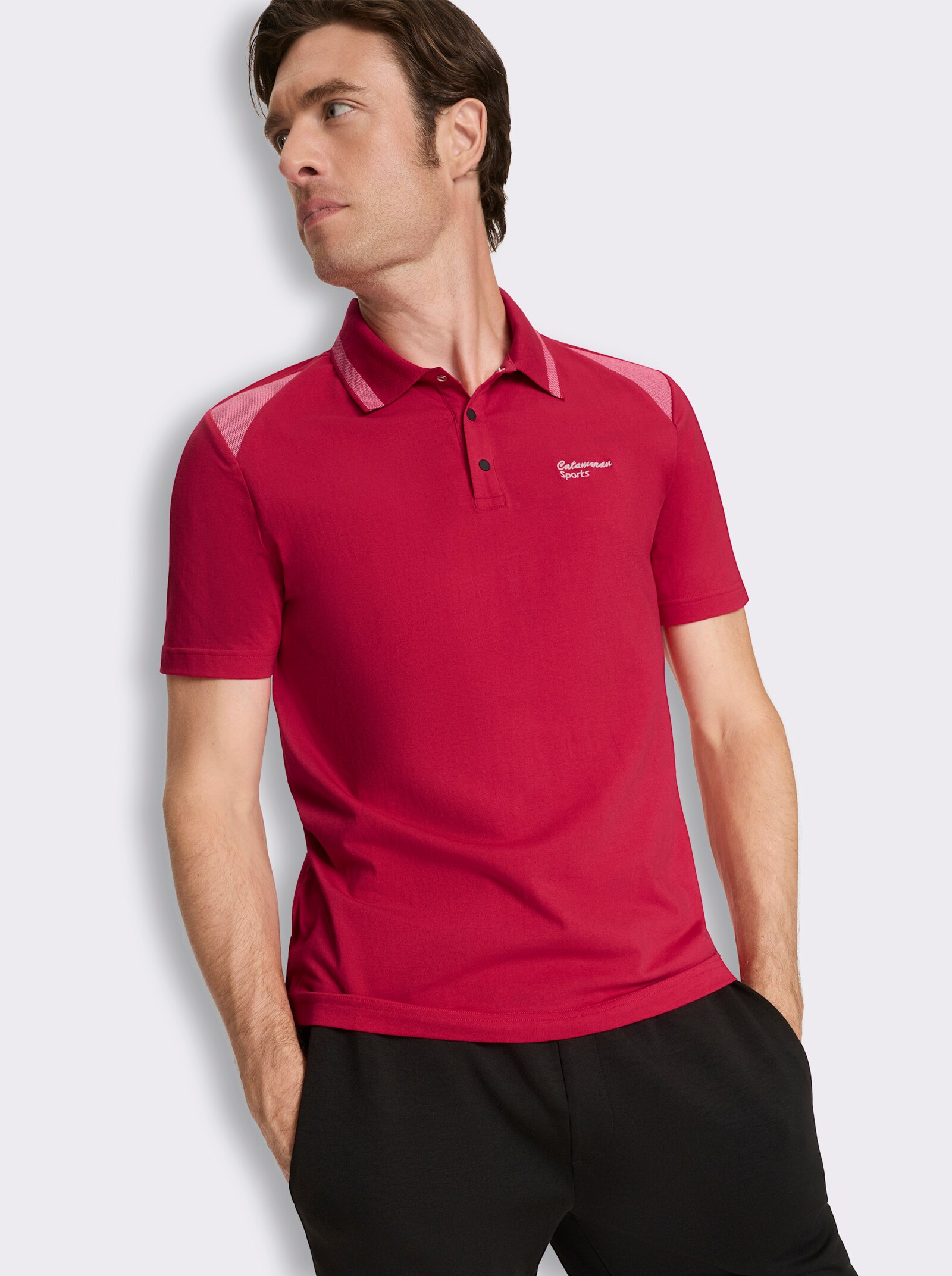 Catamaran Sports Kurzarmshirt mit Druckknopfleiste - rot