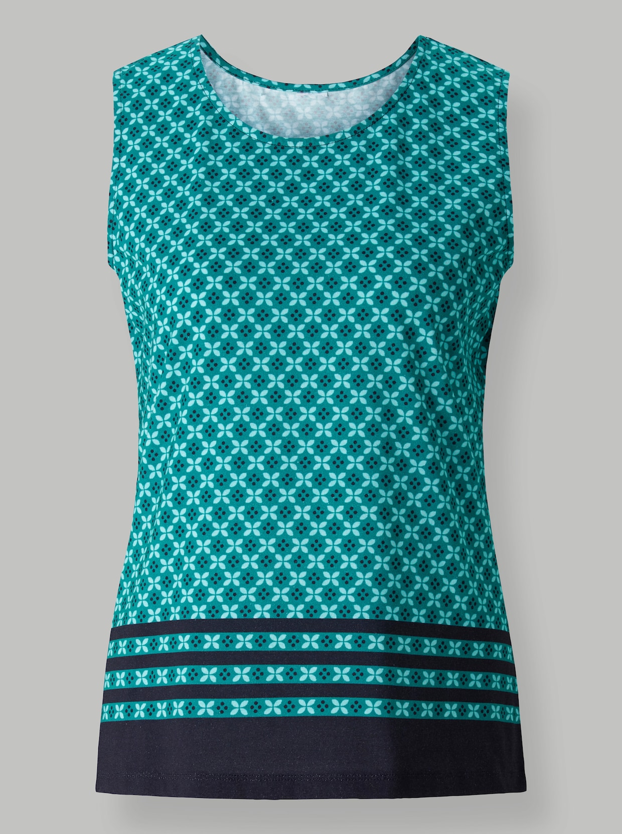 Top s ramienkami - Vzor: smaragdová – námornícka modrá