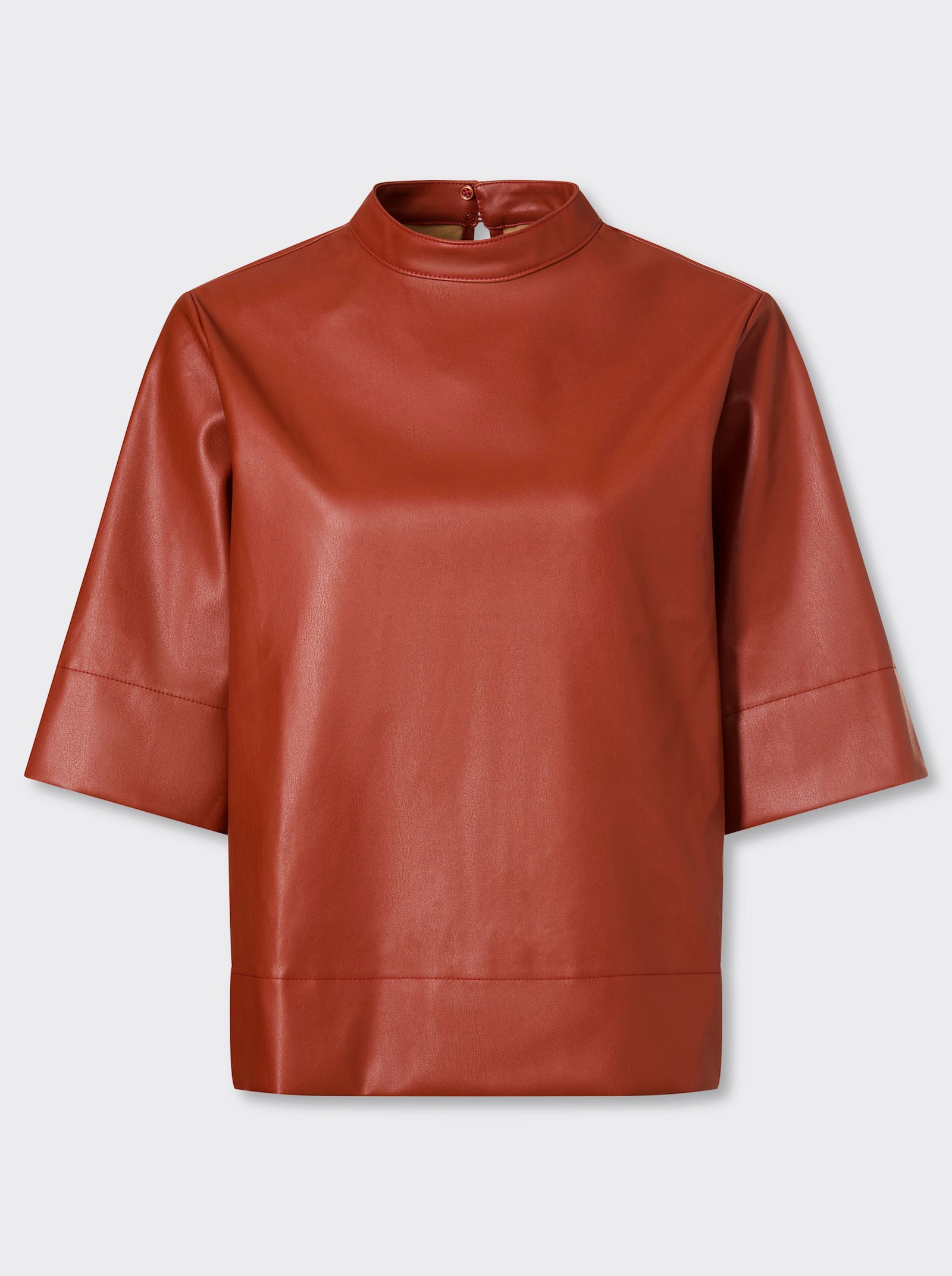 heine Kurzarm-Bluse aus Lederimitat - rotbraun