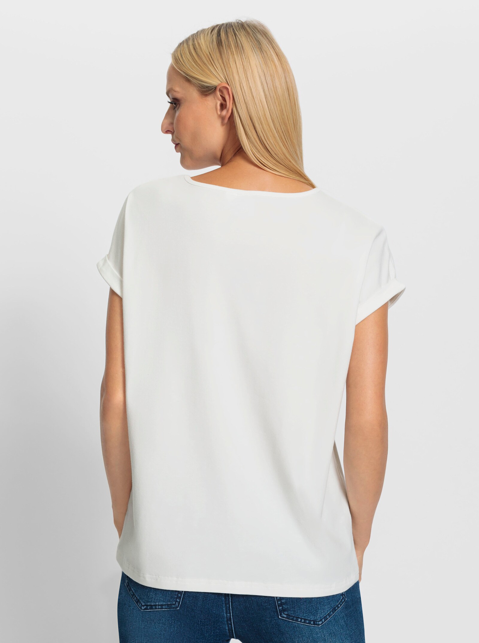 heine T-Shirt mit Pailetten - ecru