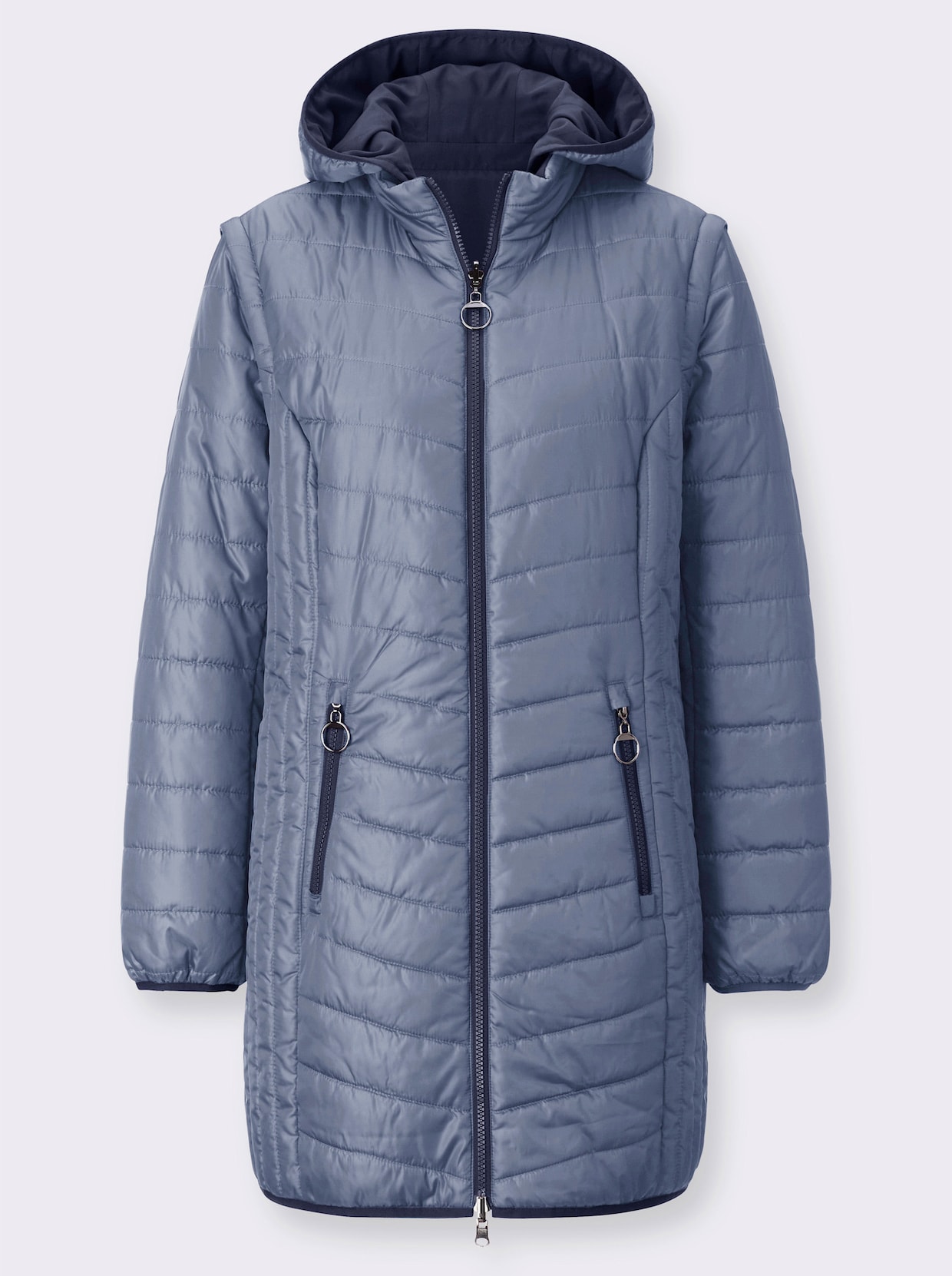 Veste longue réversible - bleu fumée