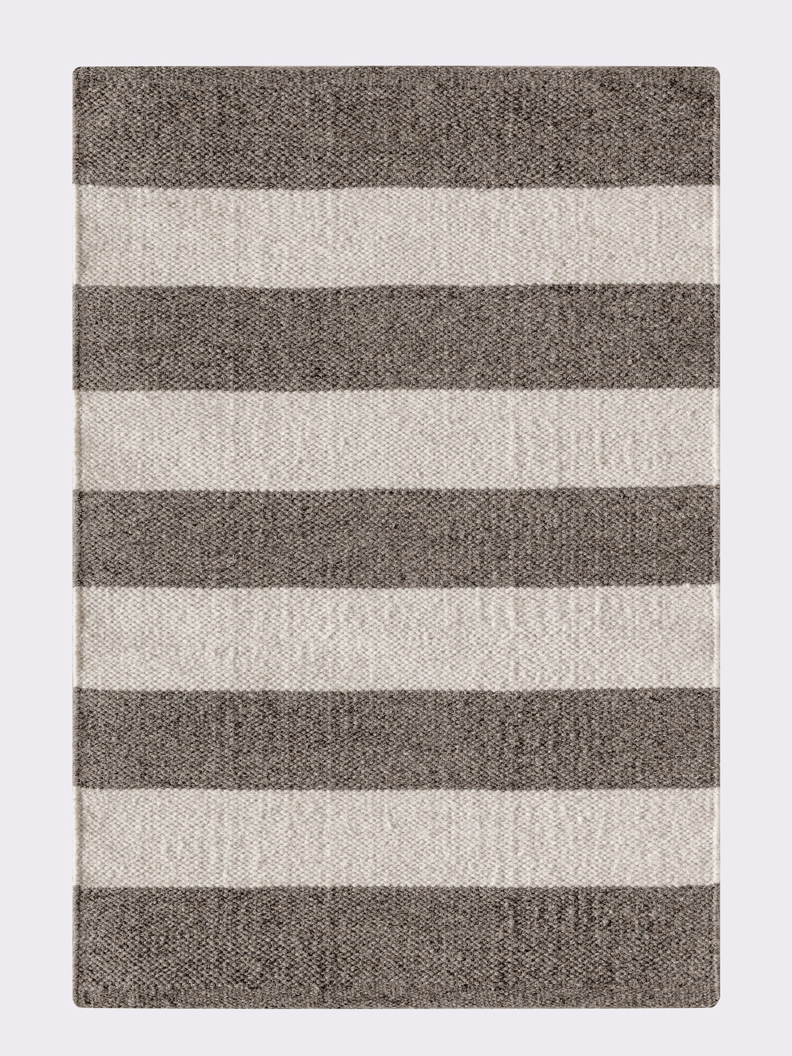 Theko Teppich im Streifendessin - grau-ecru-gestreift