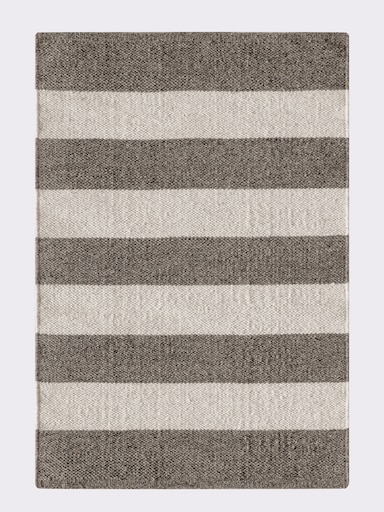 Theko Teppich im Streifendessin - grau-ecru-gestreift