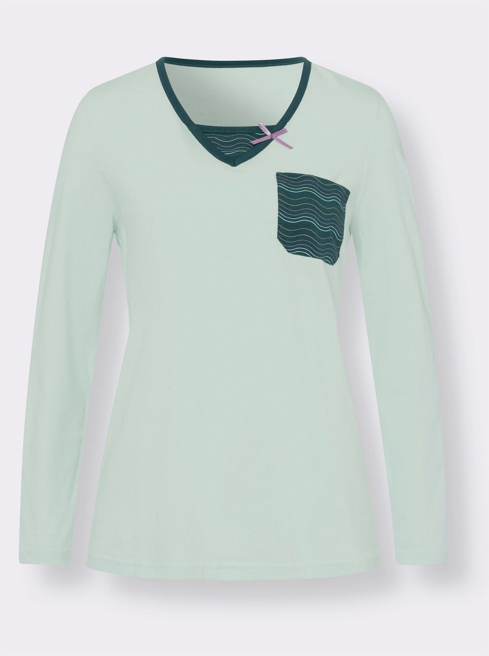 Pyjama in 2-in-1-look - zacht mint/petrol bedrukt