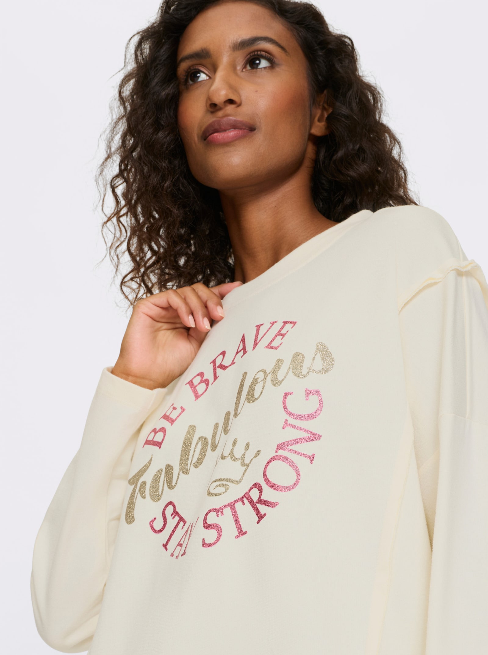 heine Sweatshirt mit glitzerndem Lettering - champagner