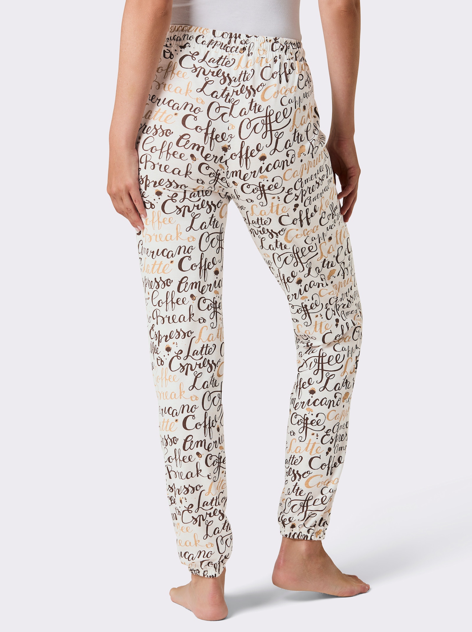 wäschepur Pyjama-Broek - ecru/choco bedrukt
