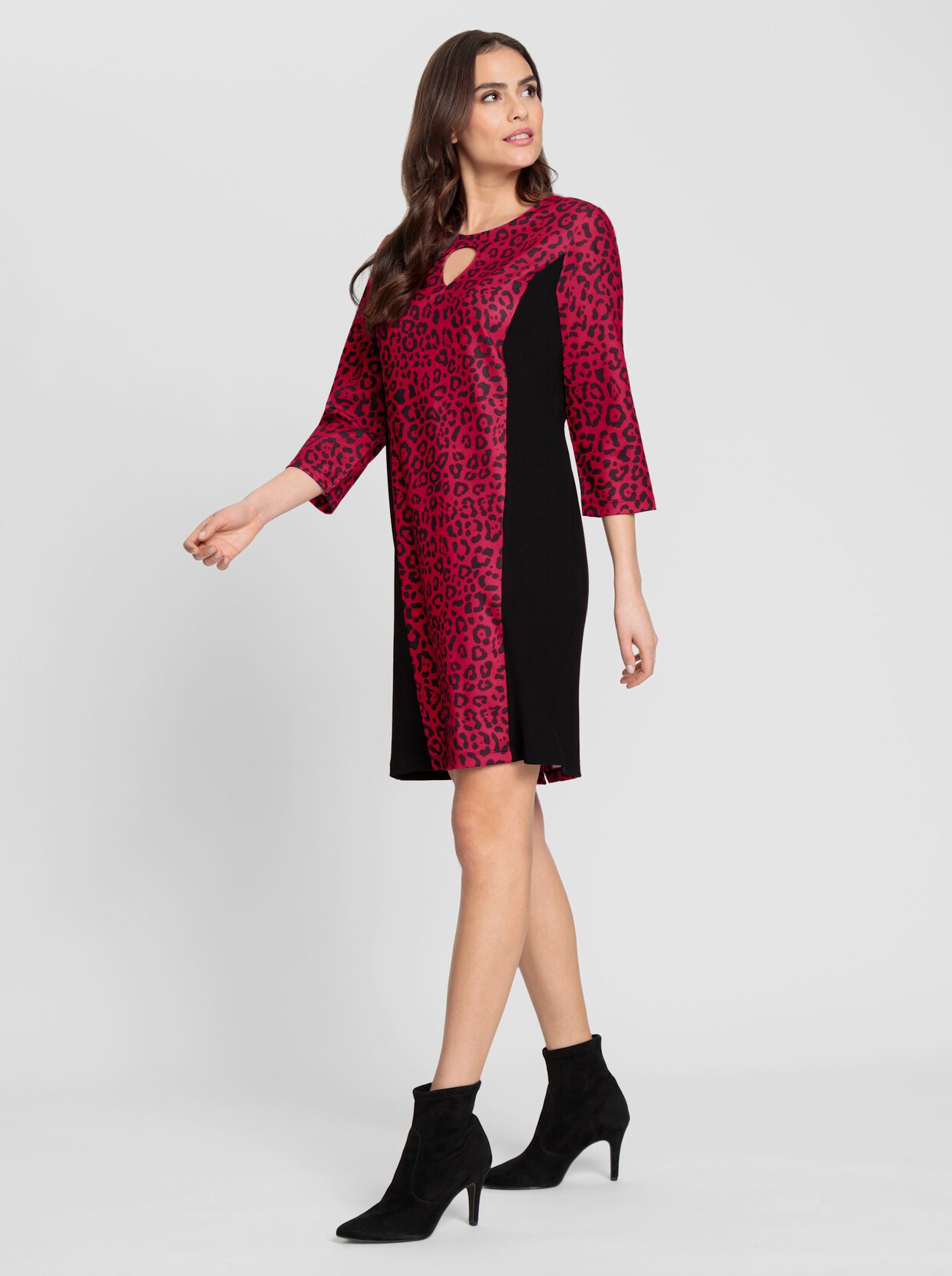 heine Jerseyjurk - rood/zwart geprint