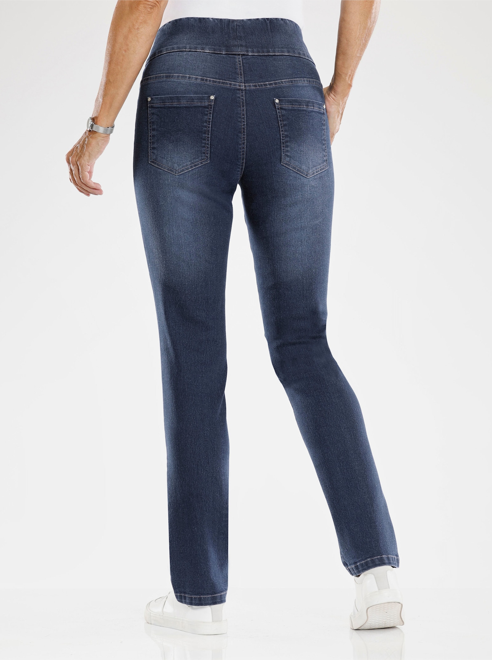 Jeans mit hohem Dehnbund - blue-stone-washed