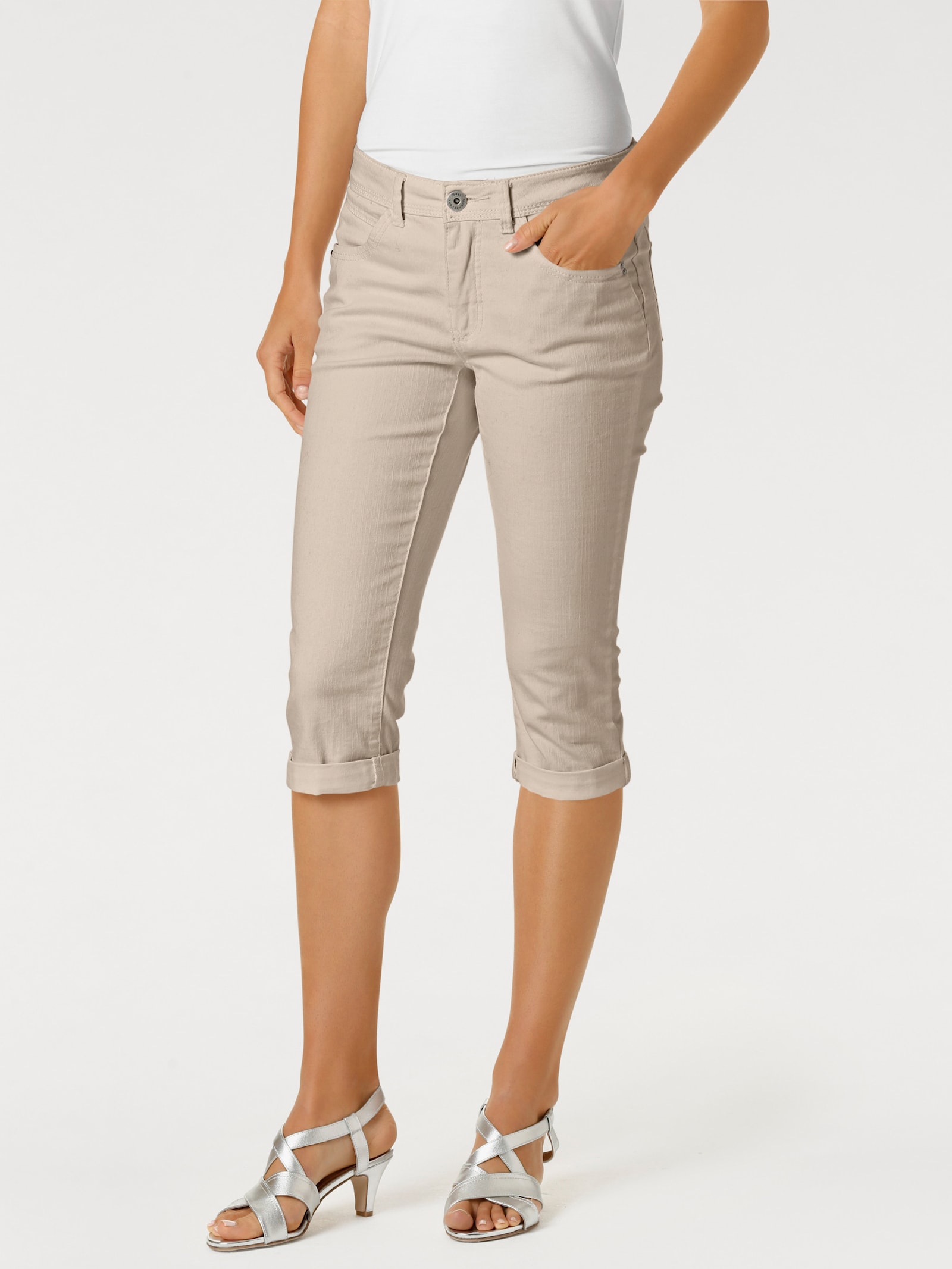 heine 'Buik weg'-broek in skinny model - zand