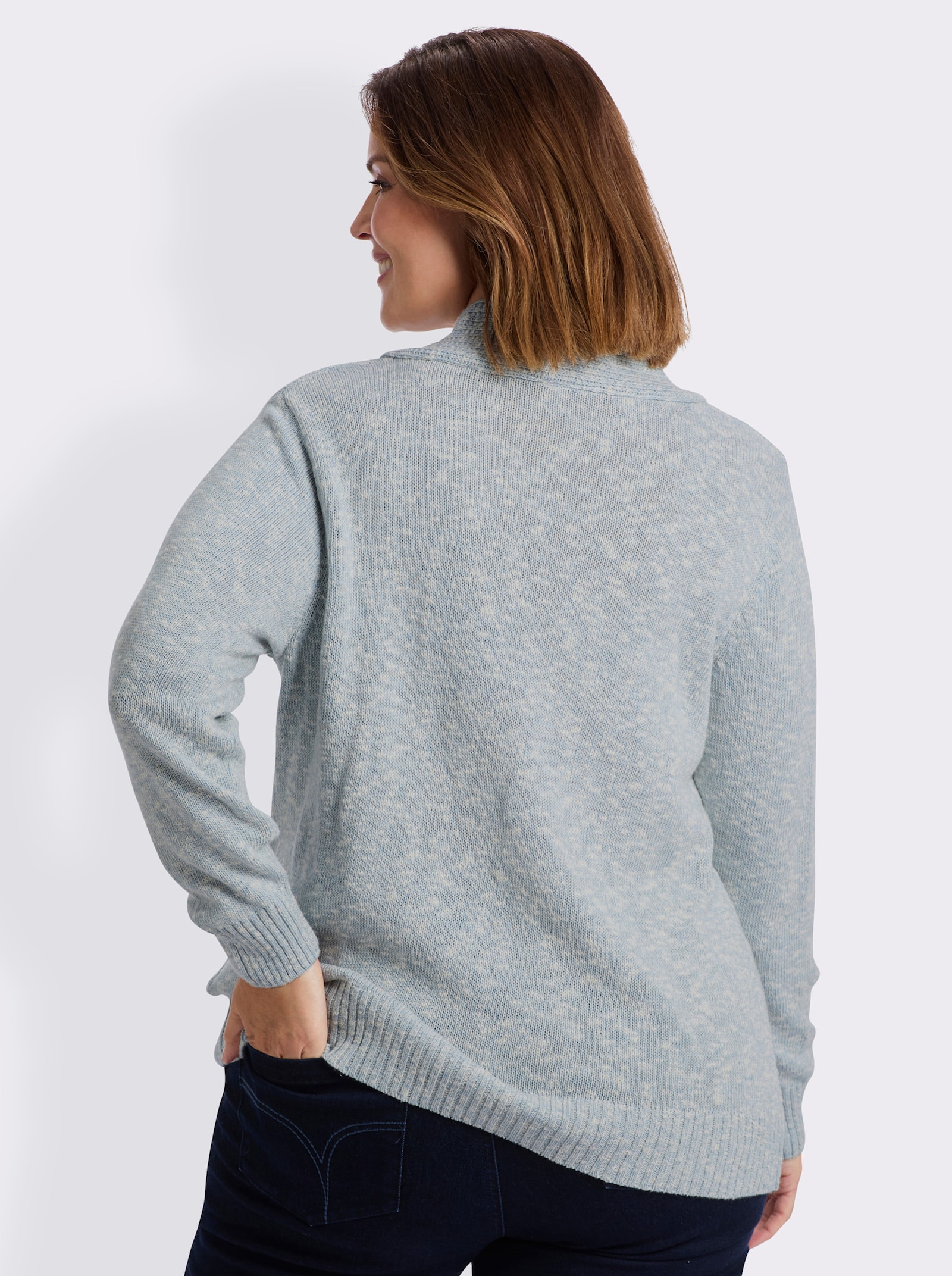 V-Ausschnitt-Pullover in 2-in-1-Optik - bleu-meliert