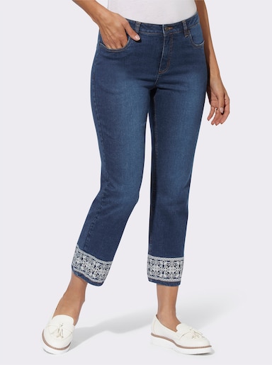 7/8-Jeans mit Stickerei am Beinabschluss - blue-stone-washed