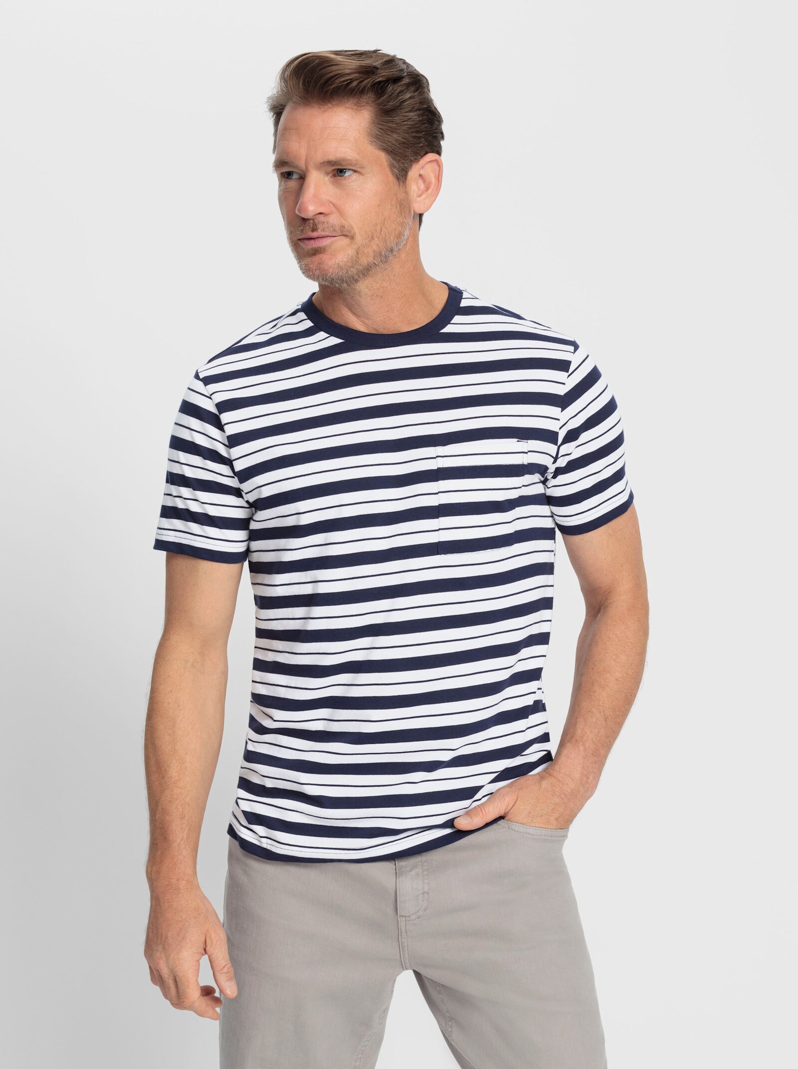 Catamaran T-Shirt - marine-weiß-gestreift
