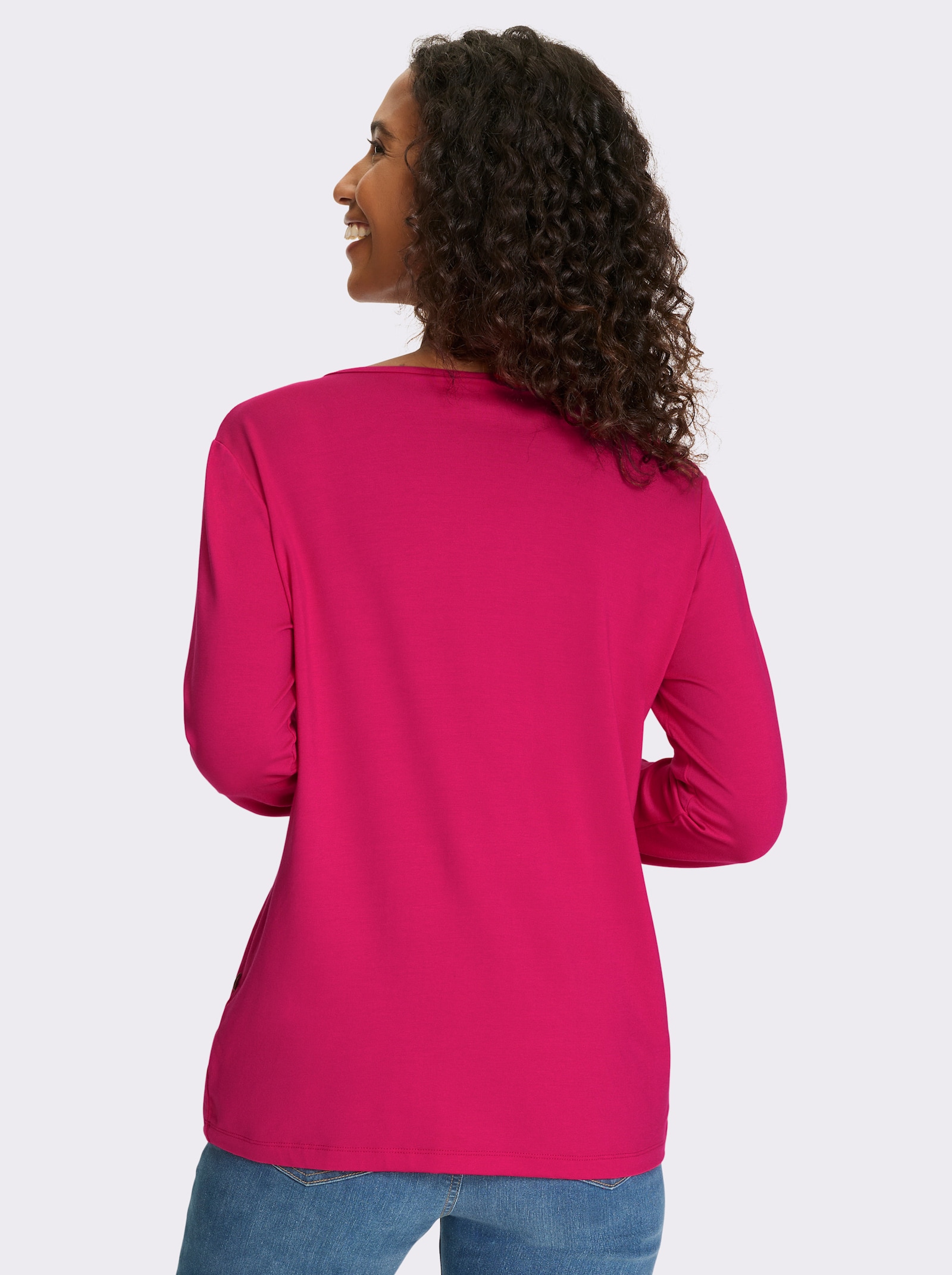 heine Jersey-Bluse mit Brusttaschen - pink