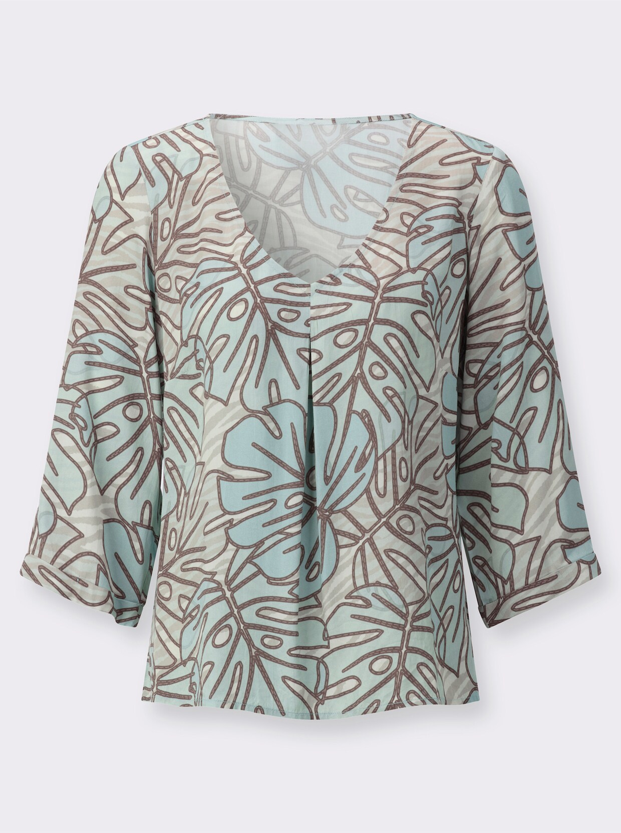 Druckbluse - kalkmint-champagner-bedruckt
