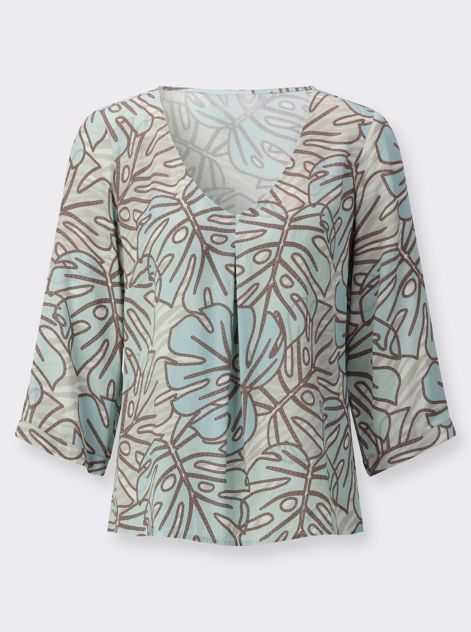 Druckbluse in Koffer-Qualität - kalkmint-champagner-bedruckt