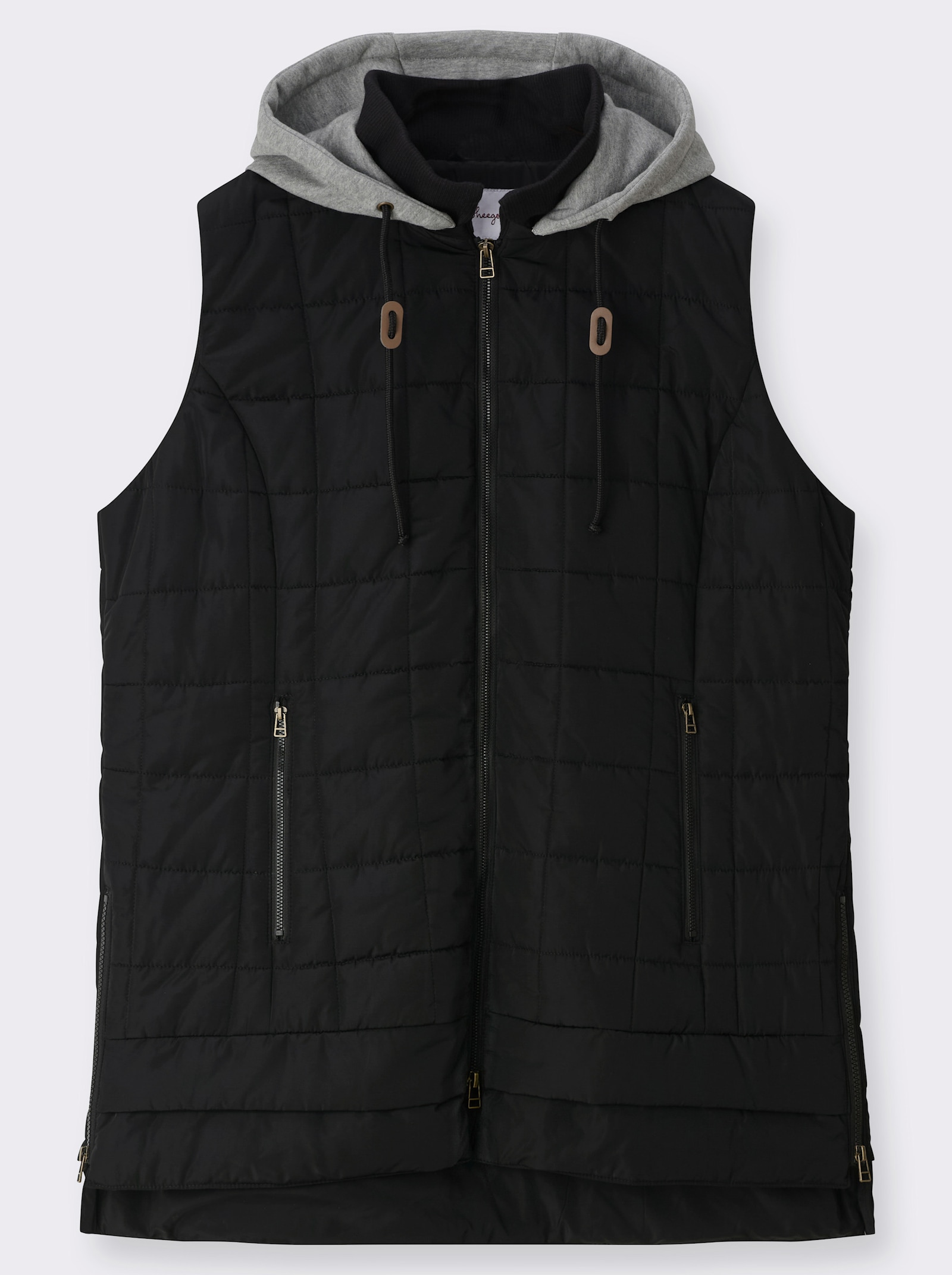 sheego Steppweste im Materialmix - schwarz