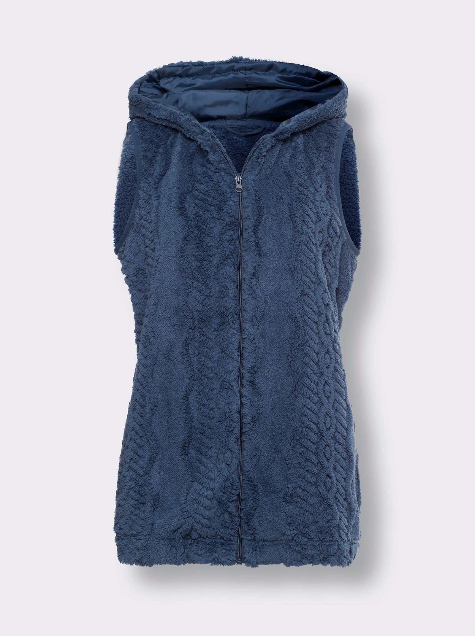 Fleecegilet van teddyfleece - jeansblauw