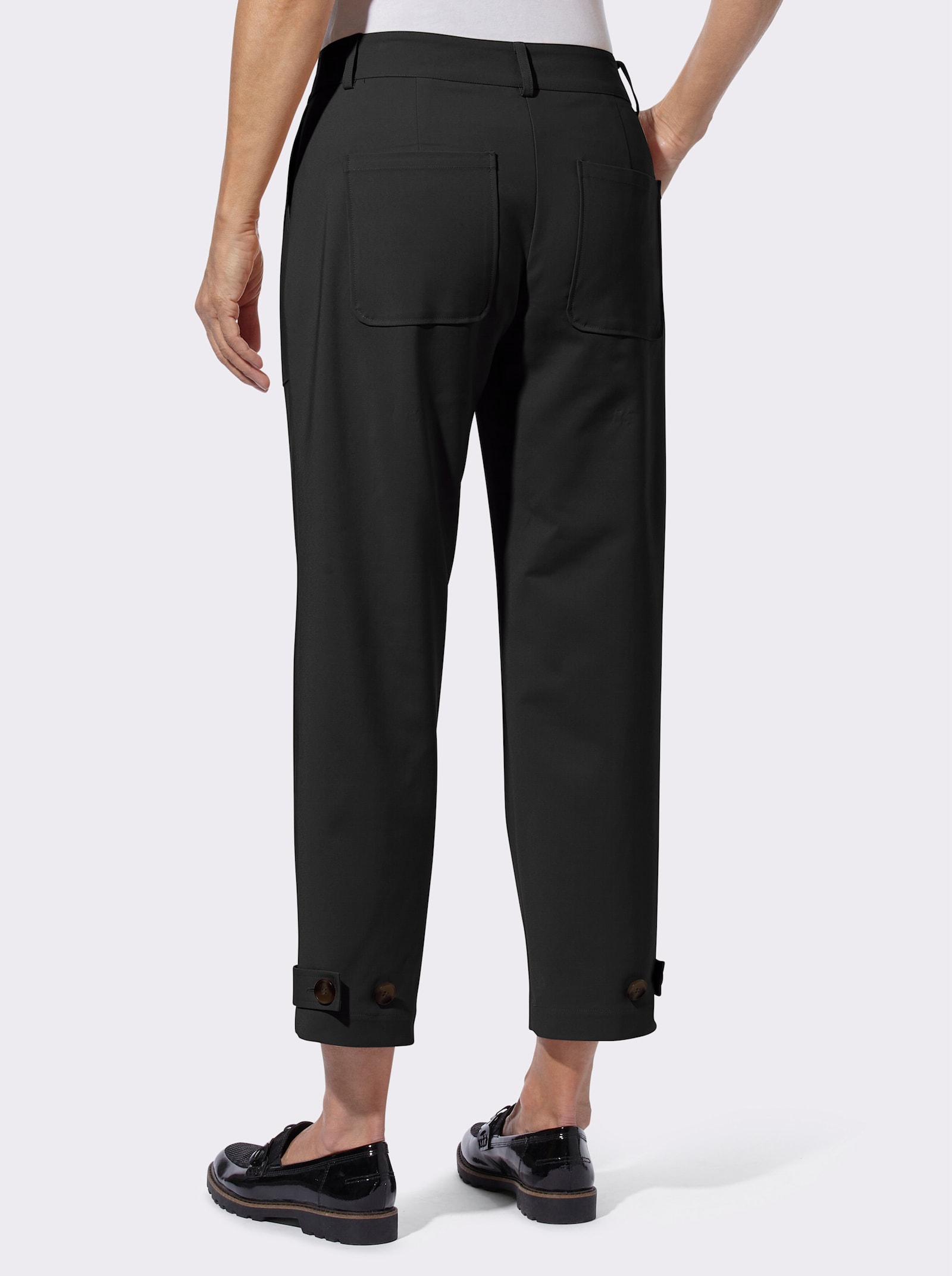 7/8-Hose mit weitenregulierbarem Saum - schwarz