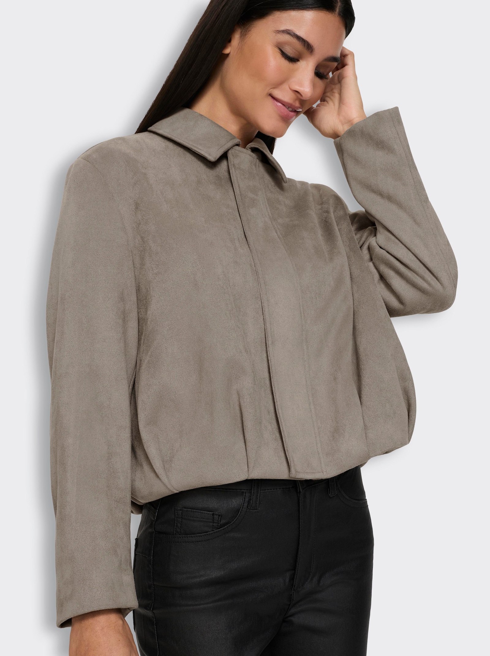 heine Lederimitat-Blazer in Blouson-Form - taupe