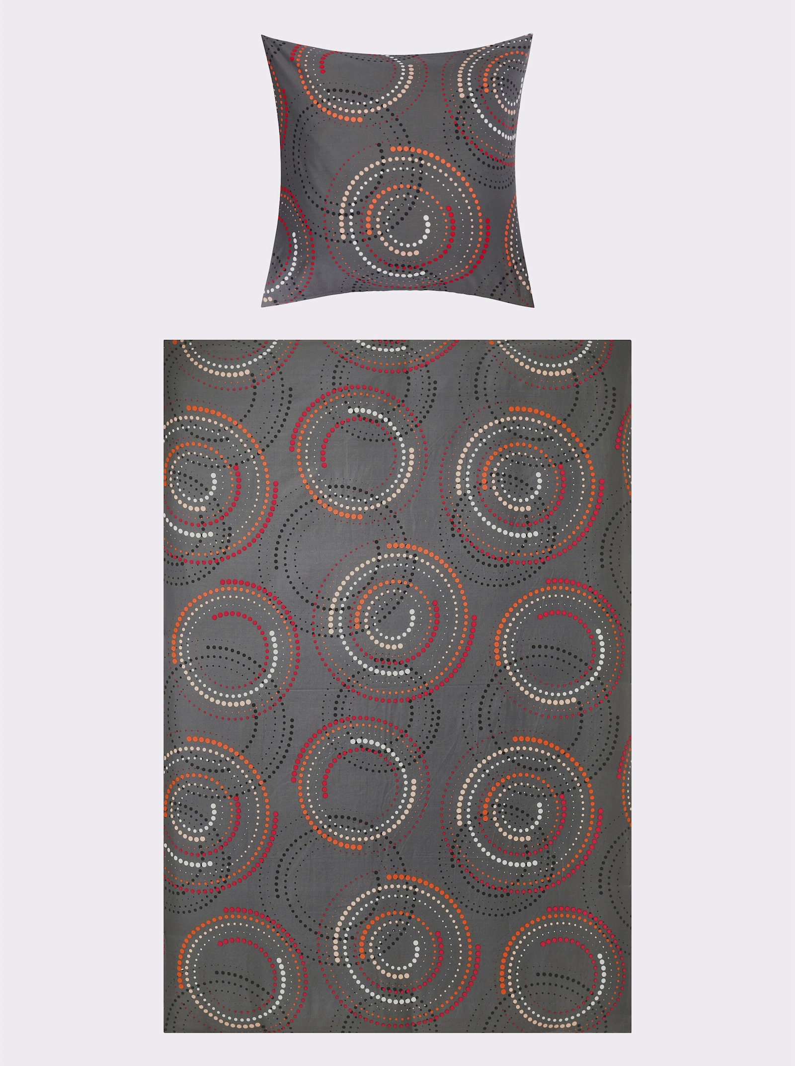 wäschepur Linge de lit - anthracite-rouge imprimé