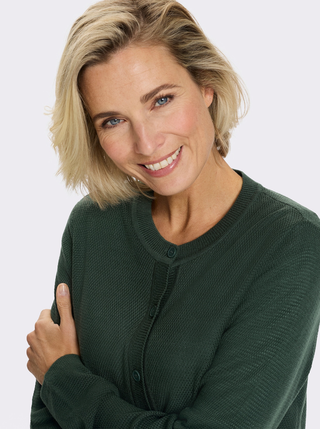 Strickjacke mit Struktur-Muster - moos