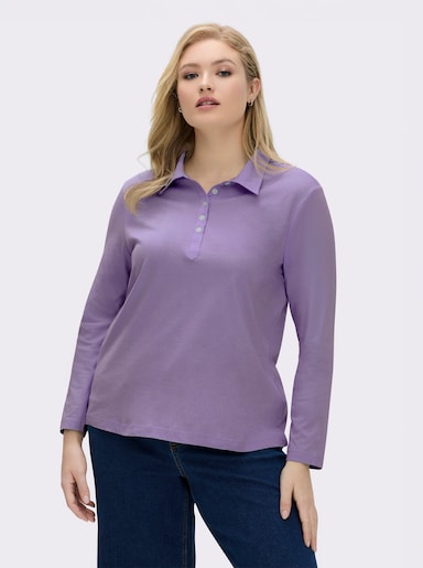 Langarm-Poloshirt in reiner Baumwoll-Qualität - lavendel