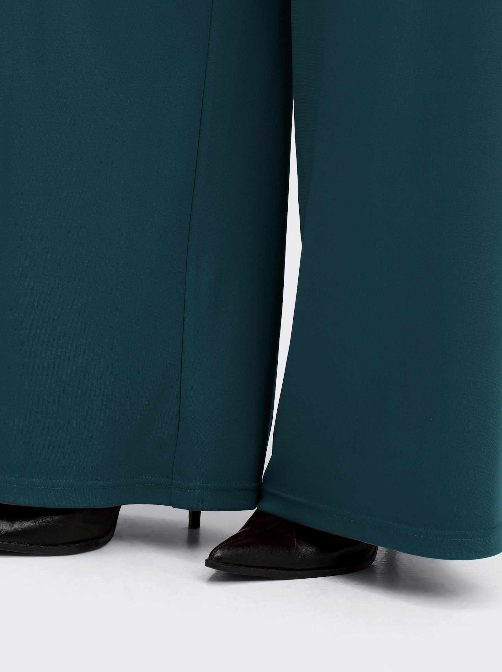 Palazzohose mit Elastik-Bund - petrol