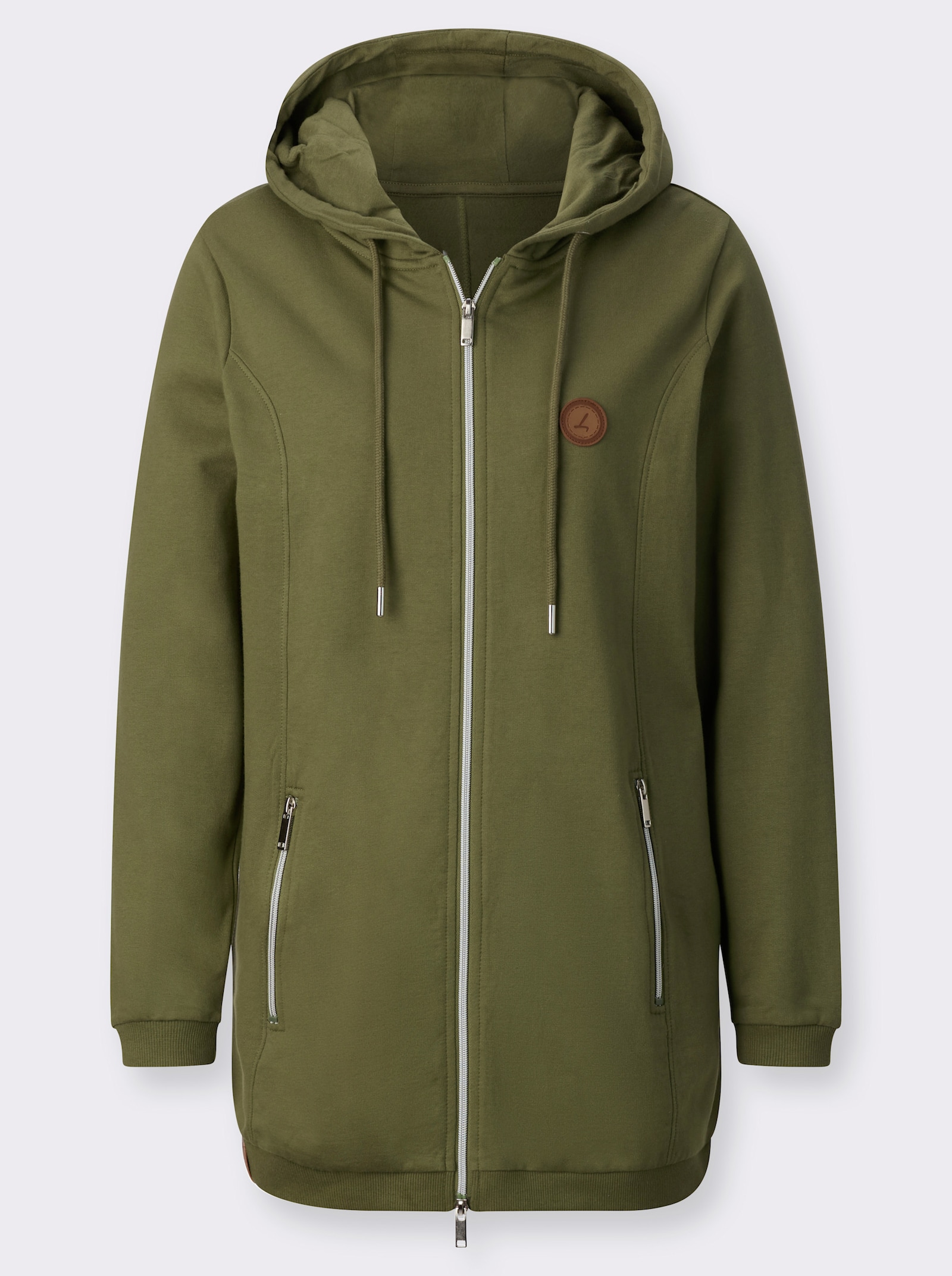 Sweatjacke in weich angerauter Qualität - oliv