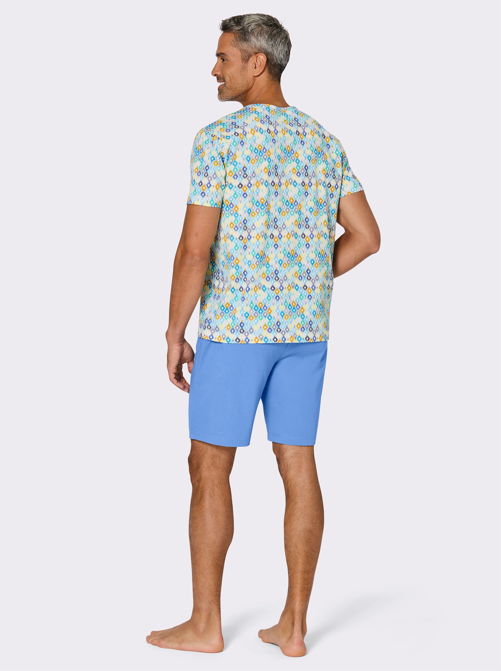 wäschepur men Shorty - mittelblau-türkis-bedruckt