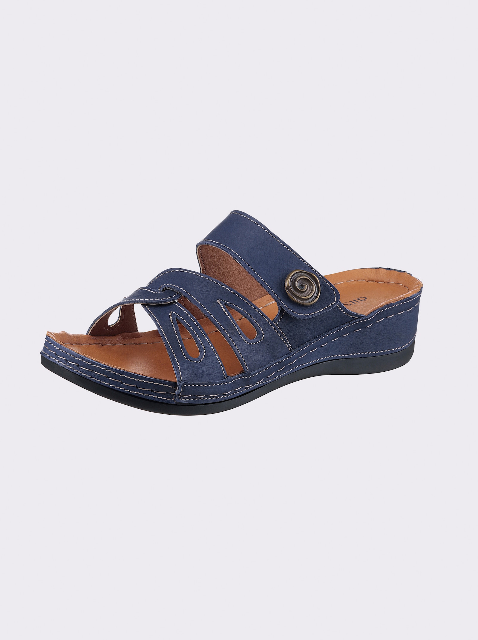 airsoft modern+ Pantolette mit Keilabsatz - marine