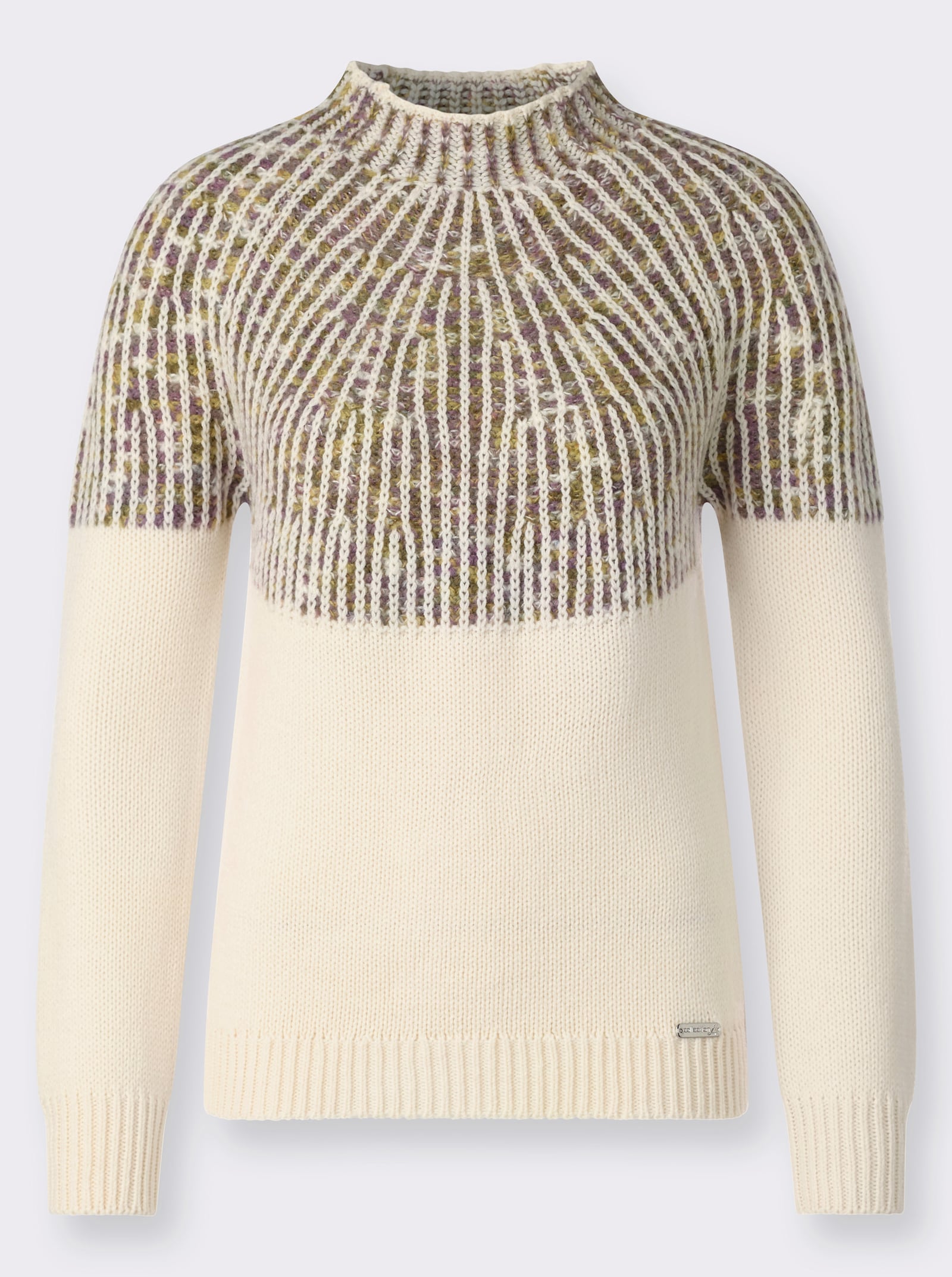 Norwegerpullover mit Rippabschlüssen - champagner-feige-gemustert