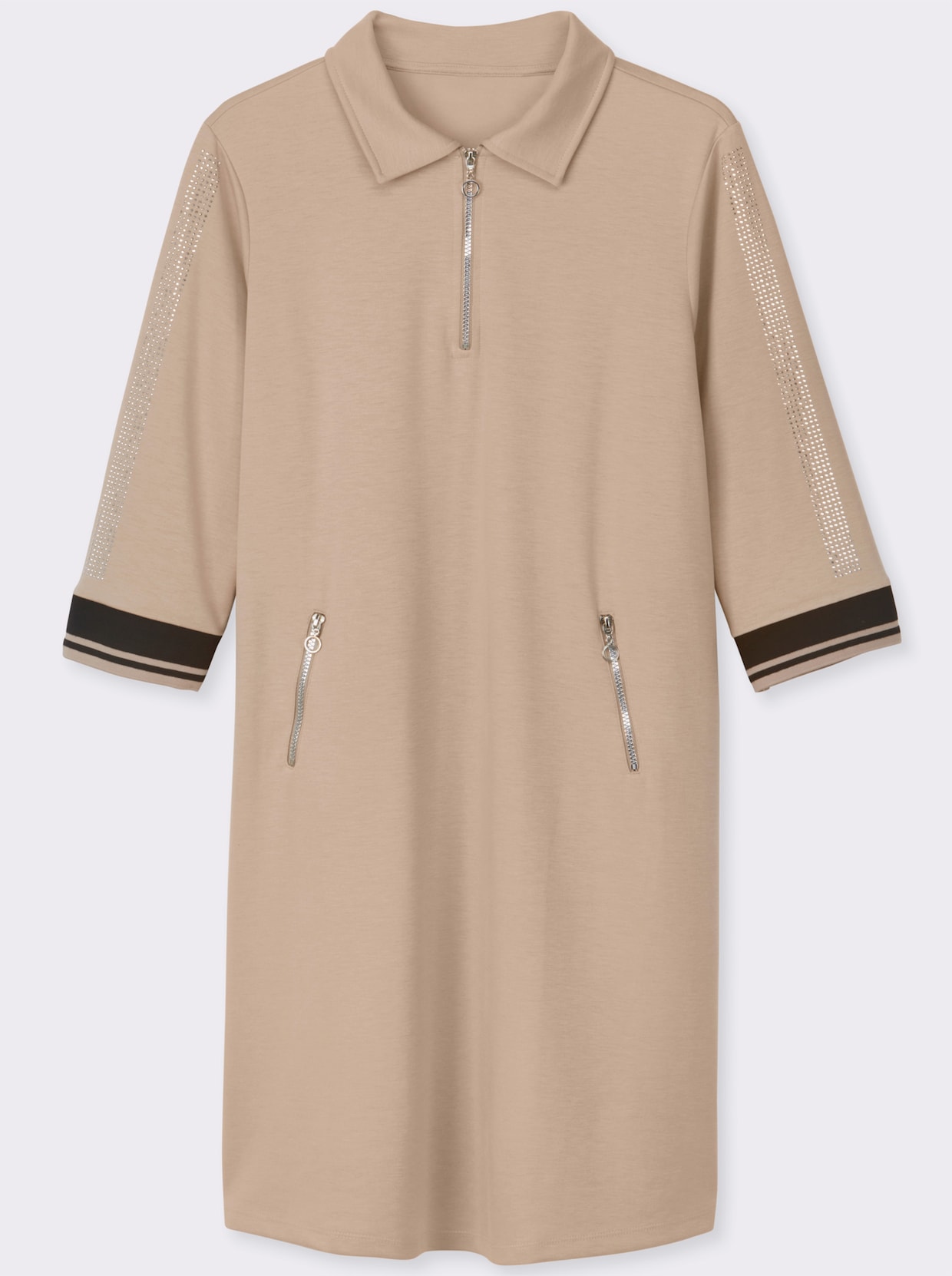 Polokleid im hochwertigen Modal-Mix - beige-schwarz