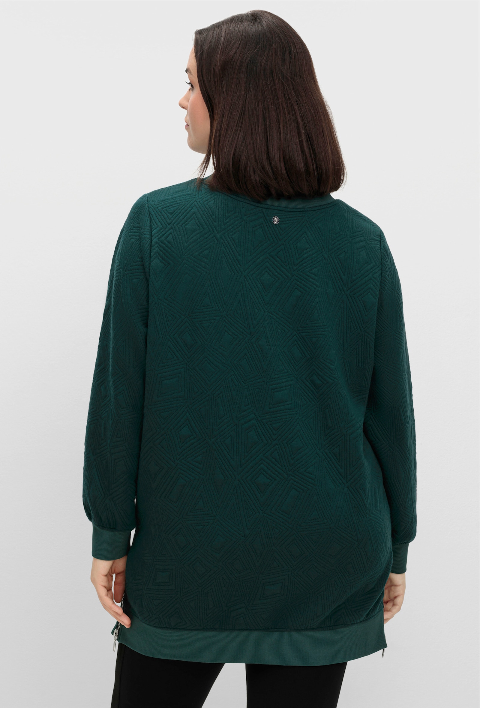 sheego Longsweatshirt mit Stepp-Muster - tiefgrün