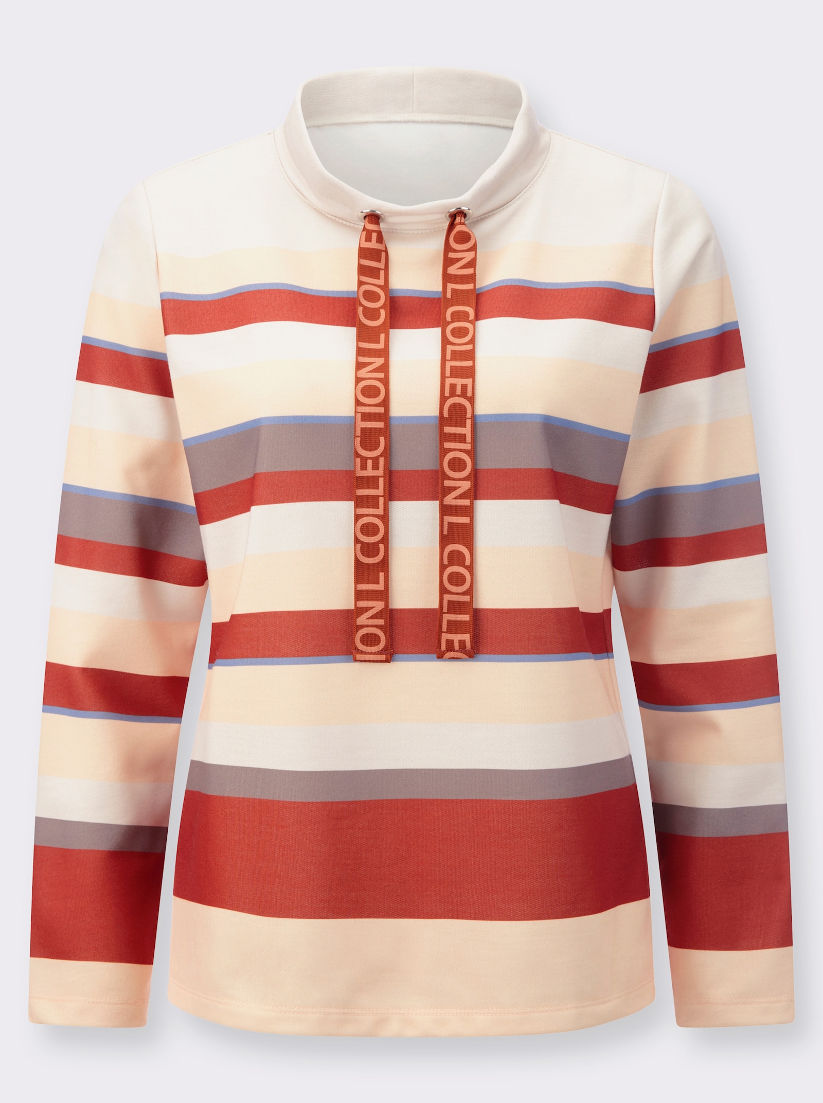 Sweatshirt - elfenbein-rostrot-geringelt