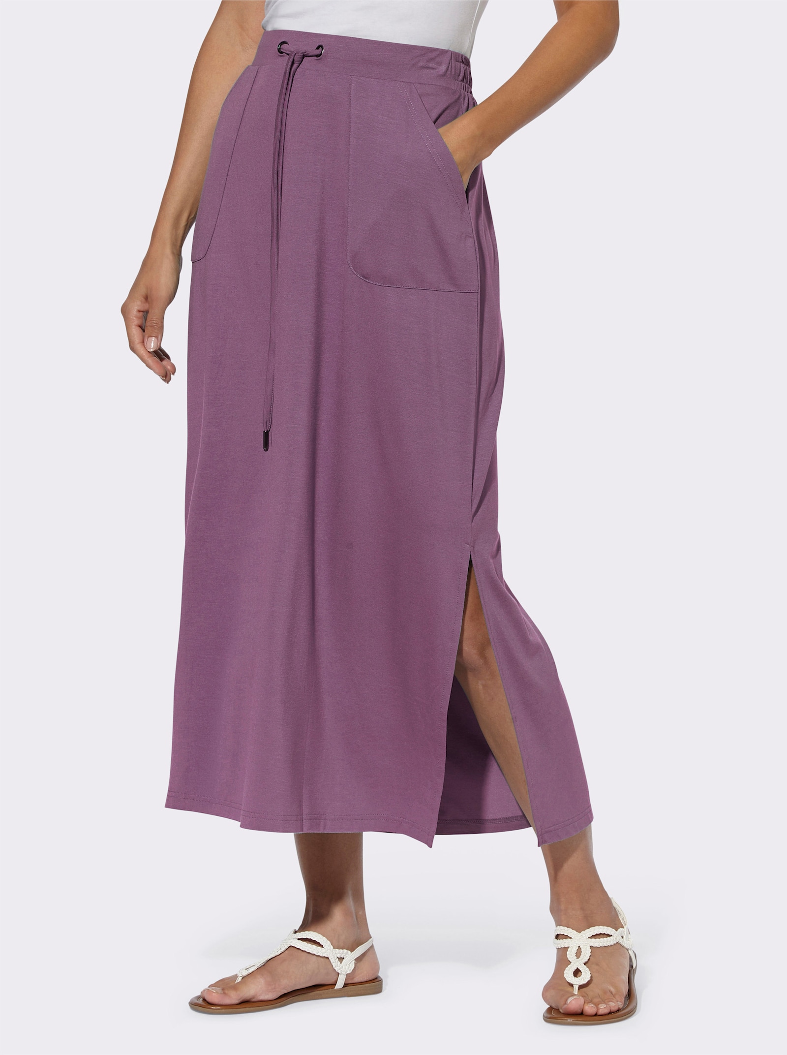 Trikåkjol med sidosprund - violett