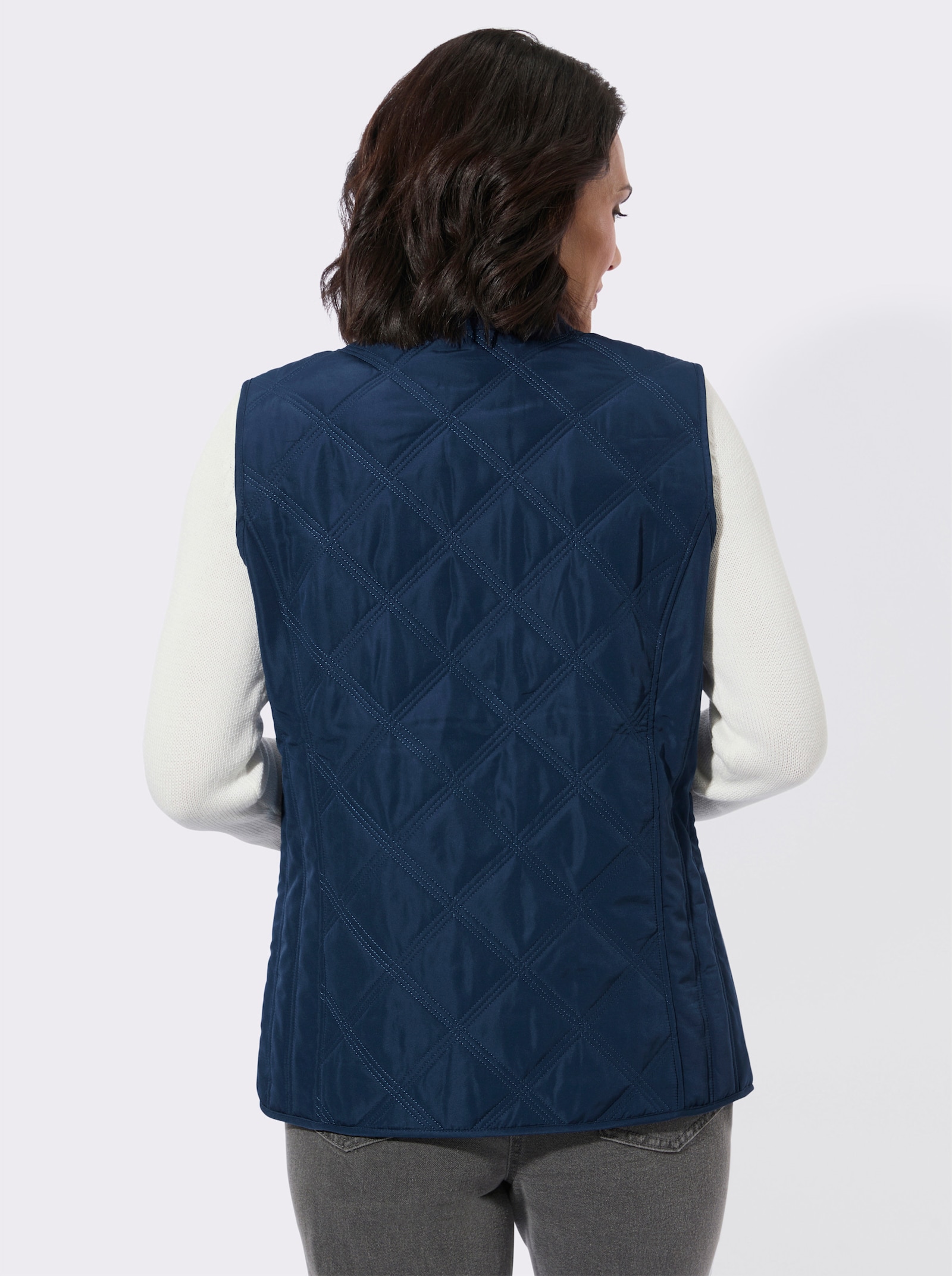 Steppweste mit seitlichen Ziernähten - dunkelblau